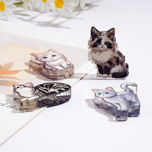 Adorable Cat Character Series Animal Theme Clear Acrylic Beads, Assorted Types Random Mix