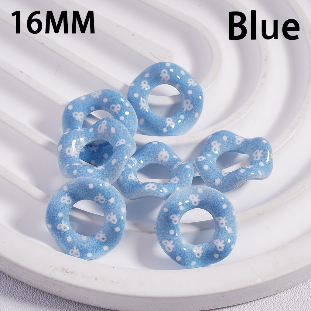 Wavy Shape Spacer Multi-Color Patterns, Large Hole Acrylic Beads 16MM
