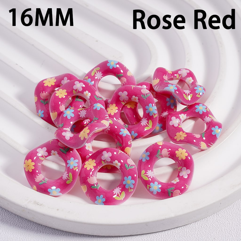 Wavy Shape Spacer Multi-Color Patterns, Large Hole Acrylic Beads 16MM