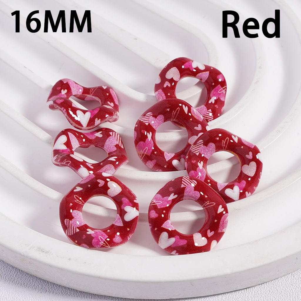 Wavy Shape Spacer Multi-Color Patterns, Large Hole Acrylic Beads 16MM