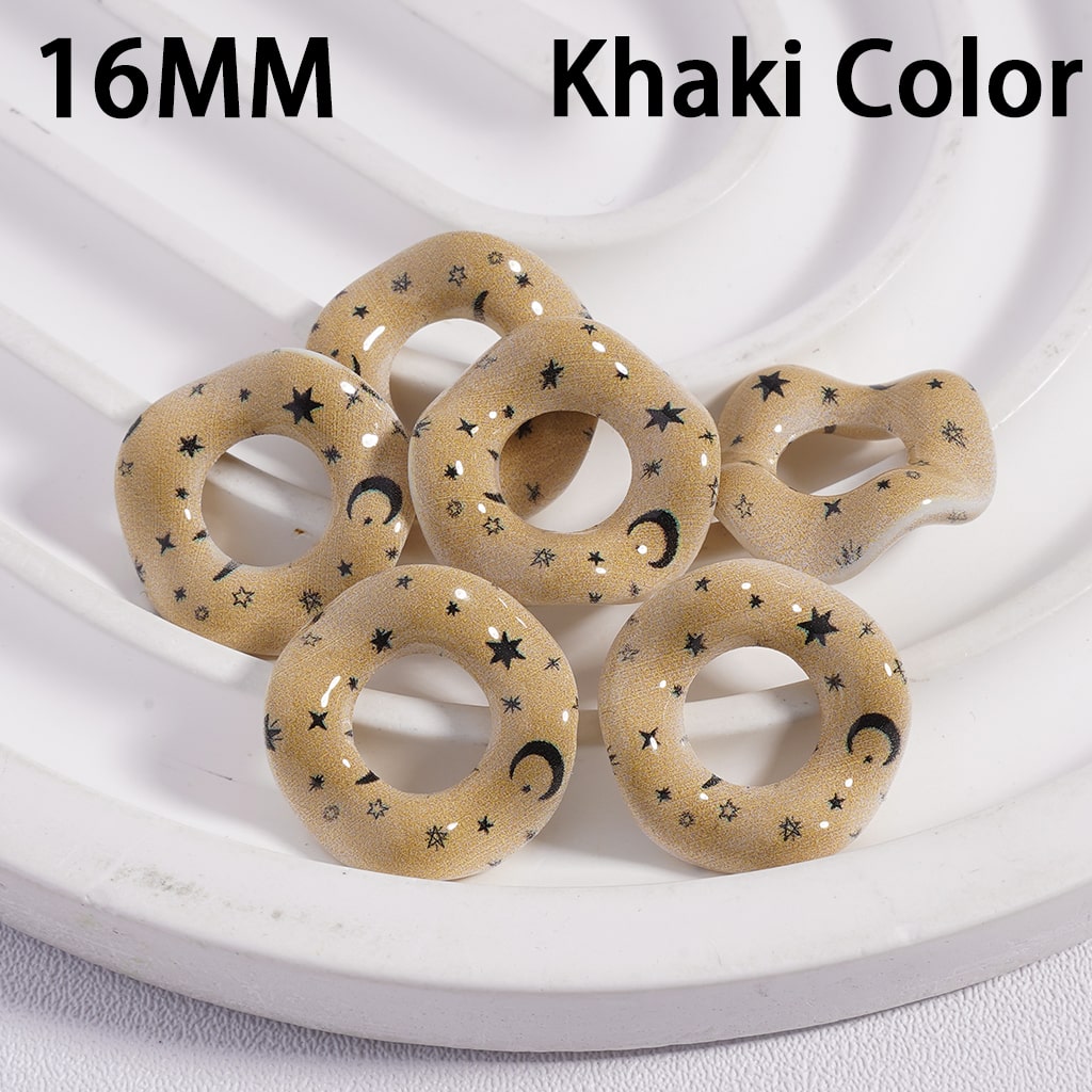 Wavy Shape Spacer Multi-Color Patterns, Large Hole Acrylic Beads 16MM