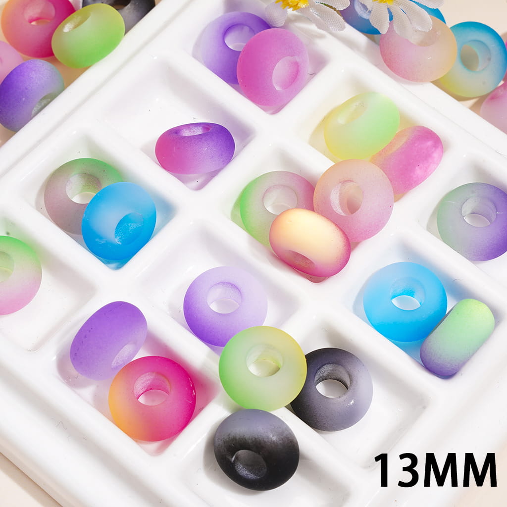 Matte Frosted Abacus Ombre Two-Tone Cat Eye Effect Acrylic Beads, Large Hole, 13MM, Multi-Color