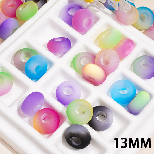 Matte Frosted Abacus Ombre Two-Tone Cat Eye Effect Acrylic Beads, Large Hole, 13MM, Multi-Color