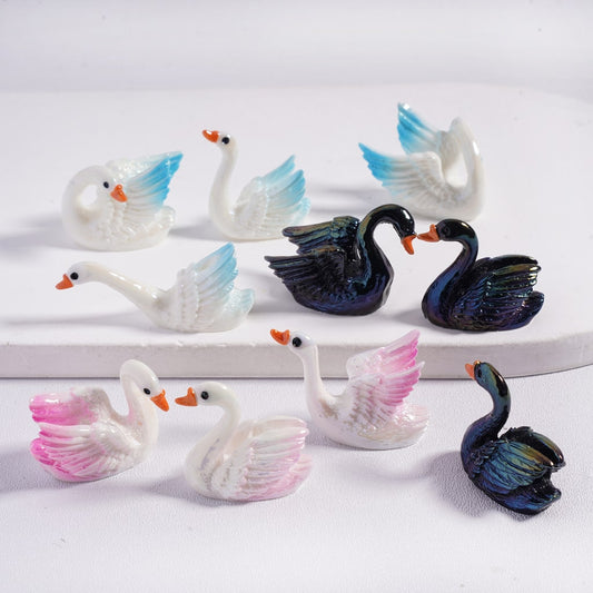 UV Coating Beautiful Swan Open and Close Wings Series, Multi‑Color, Acrylic Beads 21*26 MM, Random Mix