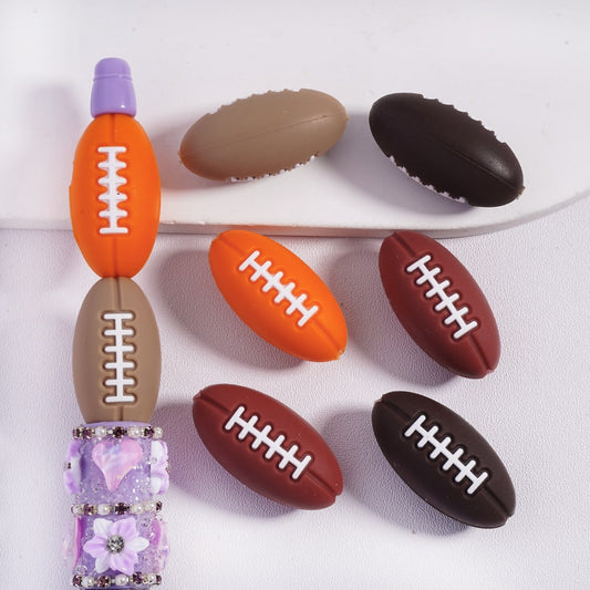 3D American USA Football Designs Series in Assorted Colors, Sports Theme Silicone Focal Beads Random Mix