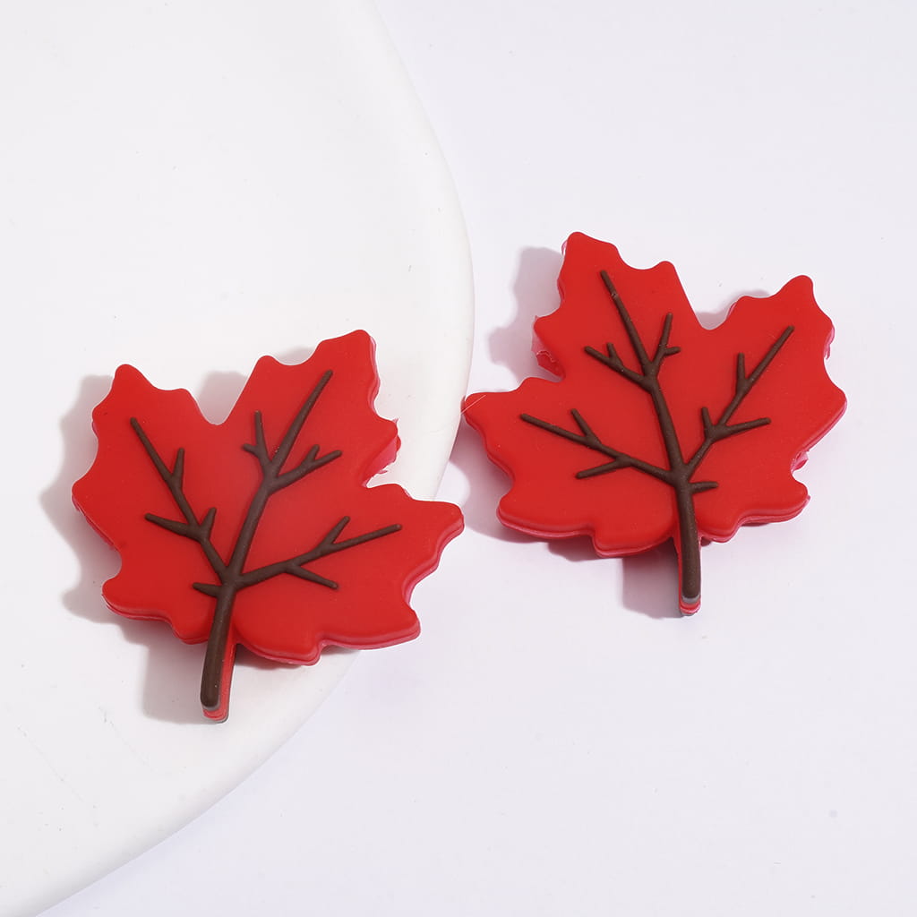 Silicone Focal Beads with Maple Leaf Shape 27*28MM