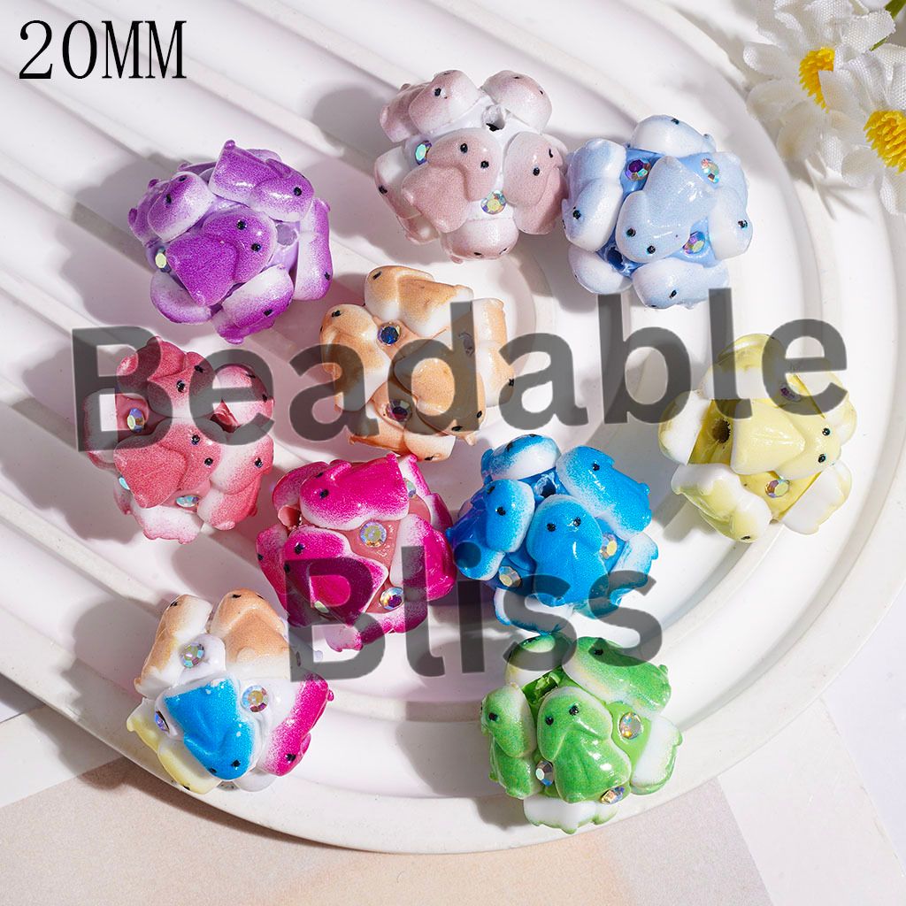 Clay Beads with AB Rhinestones, Man Exclusive Theme, 20MM Multi-Color Random Mix