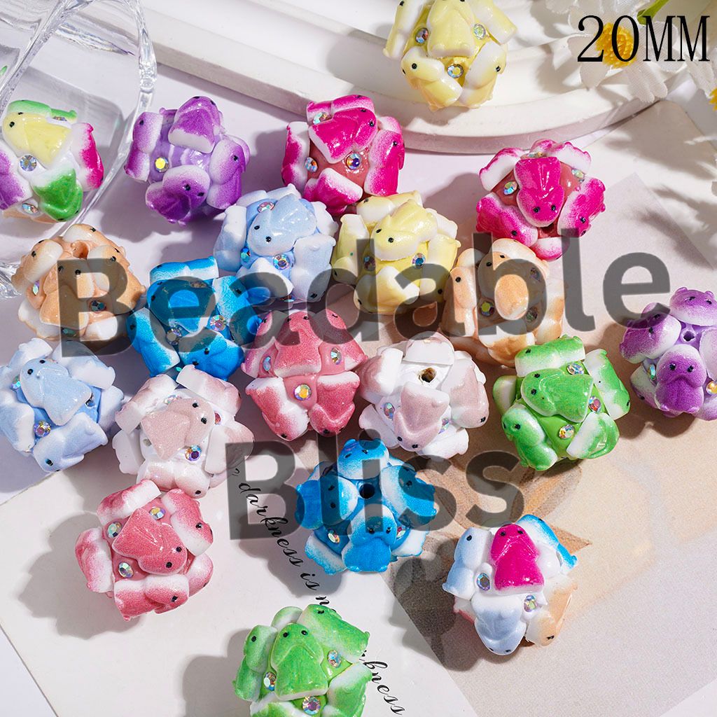 Clay Beads with AB Rhinestones, Man Exclusive Theme, 20MM Multi-Color Random Mix