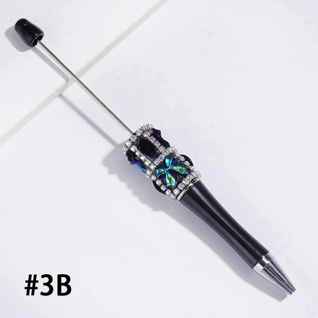 Decorative Pearl Bowtie Beadable Pens with Glitter Leaf Rhinestones & Crystal Chains