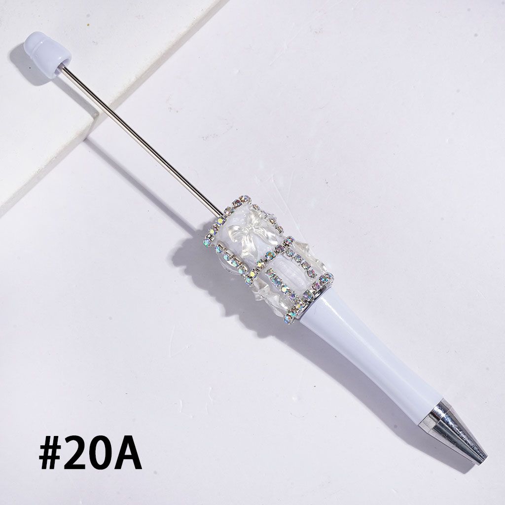 Decorative Pearl Bowtie Beadable Pens with Glitter Leaf Rhinestones & Crystal Chains