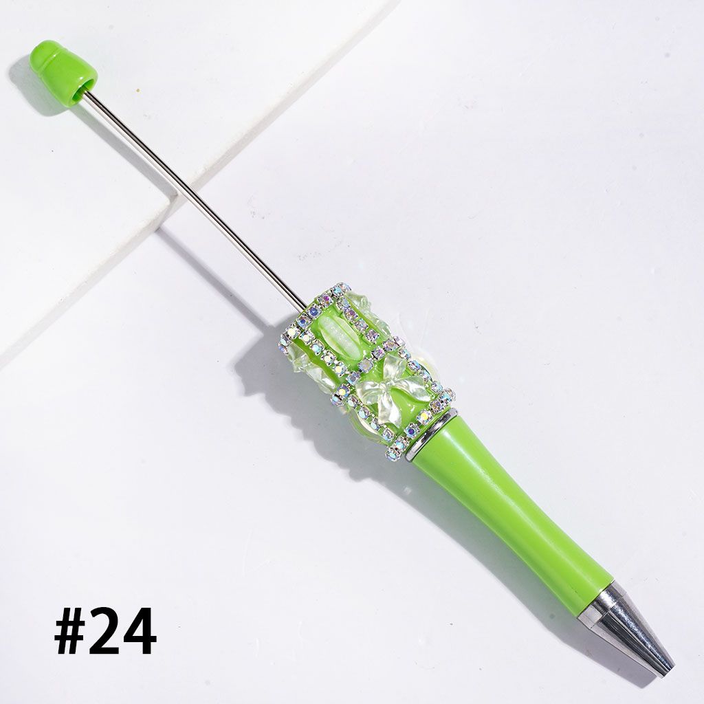 Decorative Pearl Bowtie Beadable Pens with Glitter Leaf Rhinestones & Crystal Chains