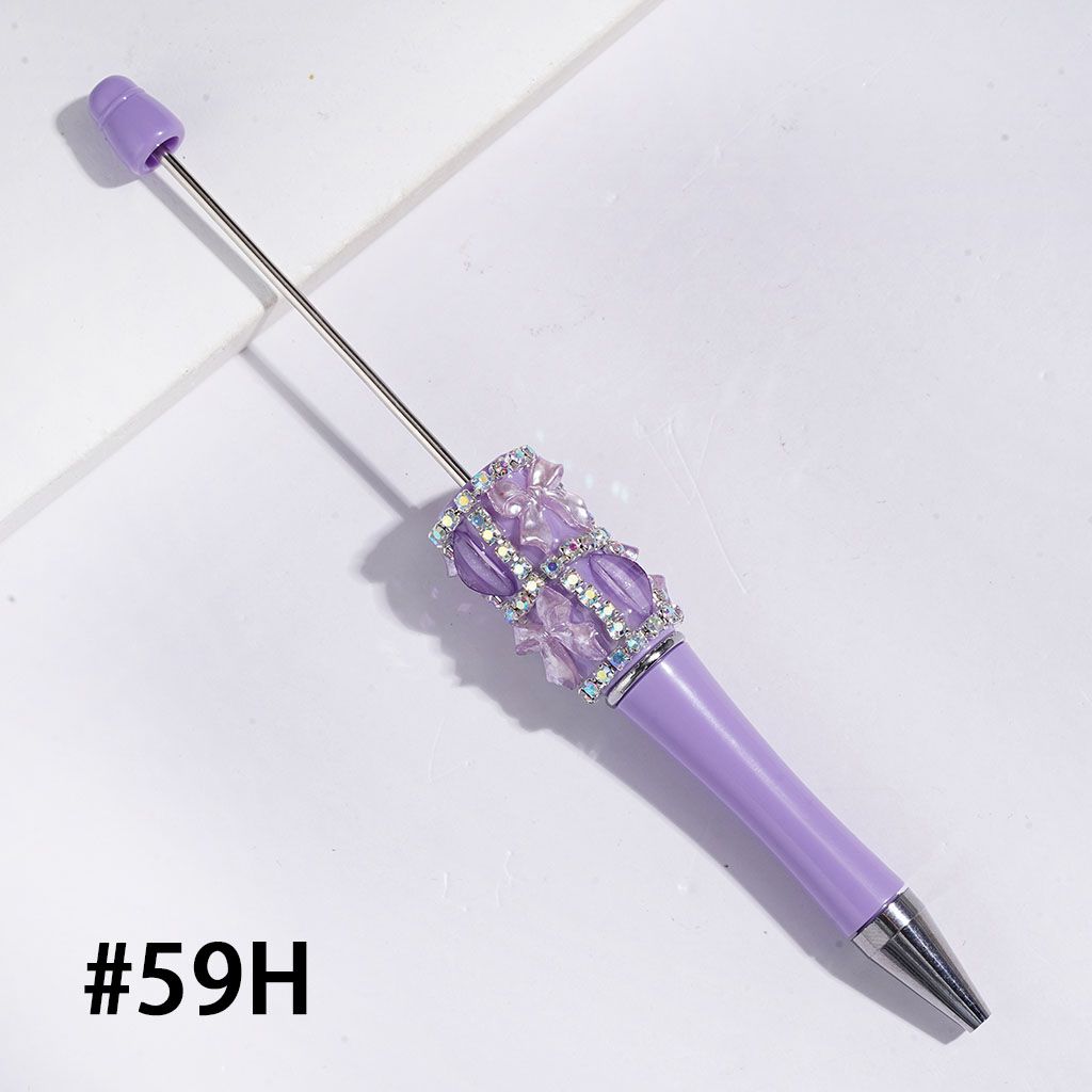 Decorative Pearl Bowtie Beadable Pens with Glitter Leaf Rhinestones & Crystal Chains