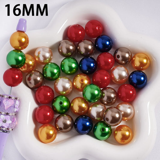 Metallic Christmas Multi‑Color Round Acrylic Beads for Bracelets 16MM Random Mix