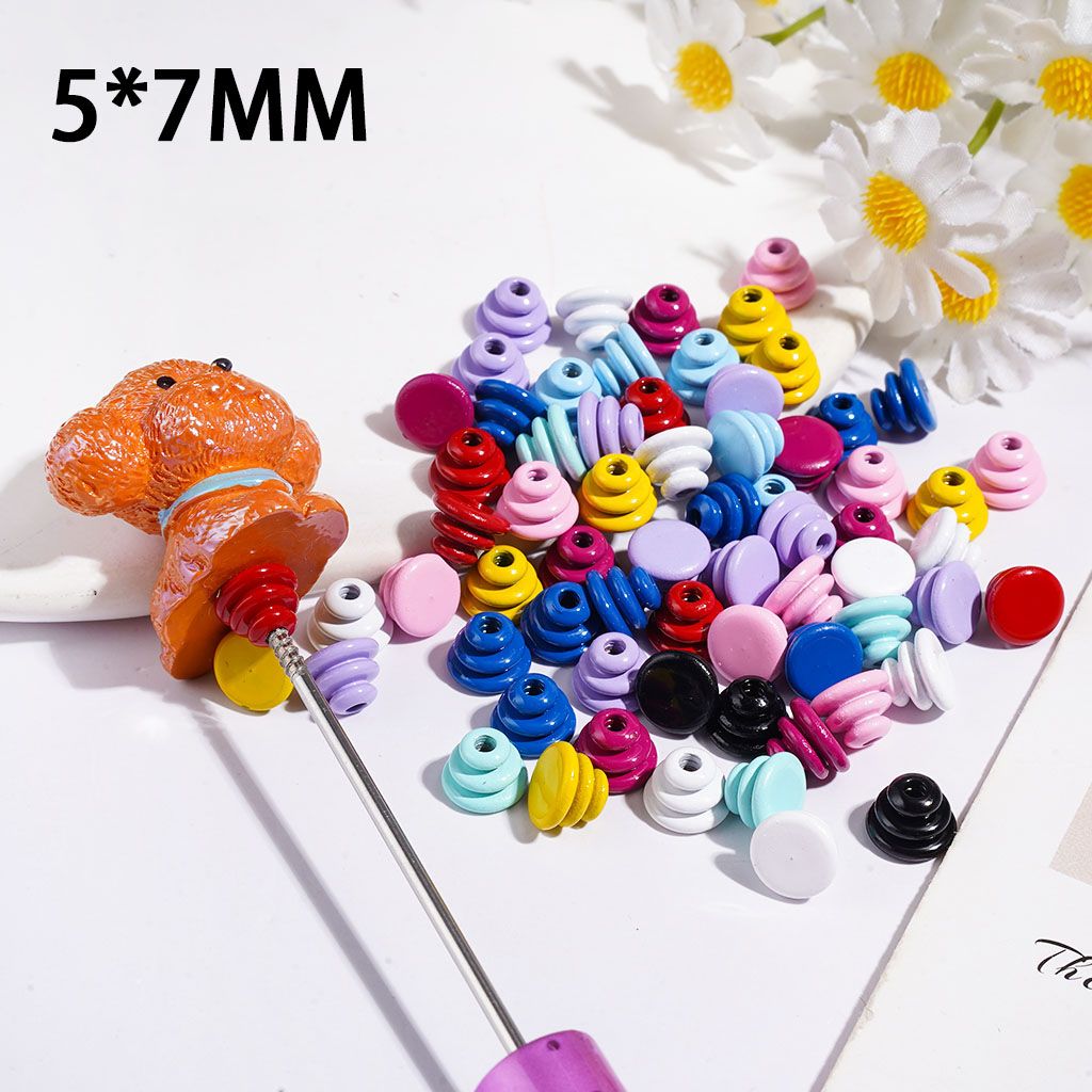 Silver Spiral Metal Pen Topper for DIY Beadable Pens, 5*7MM, Jewelry Accessories, Multi-Color, Random Mix (No Dog Included)