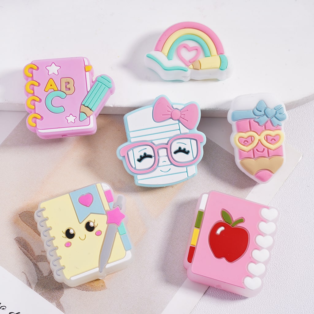 Cute Learning Stationery Series in Various Styles Silicone Focal Beads
