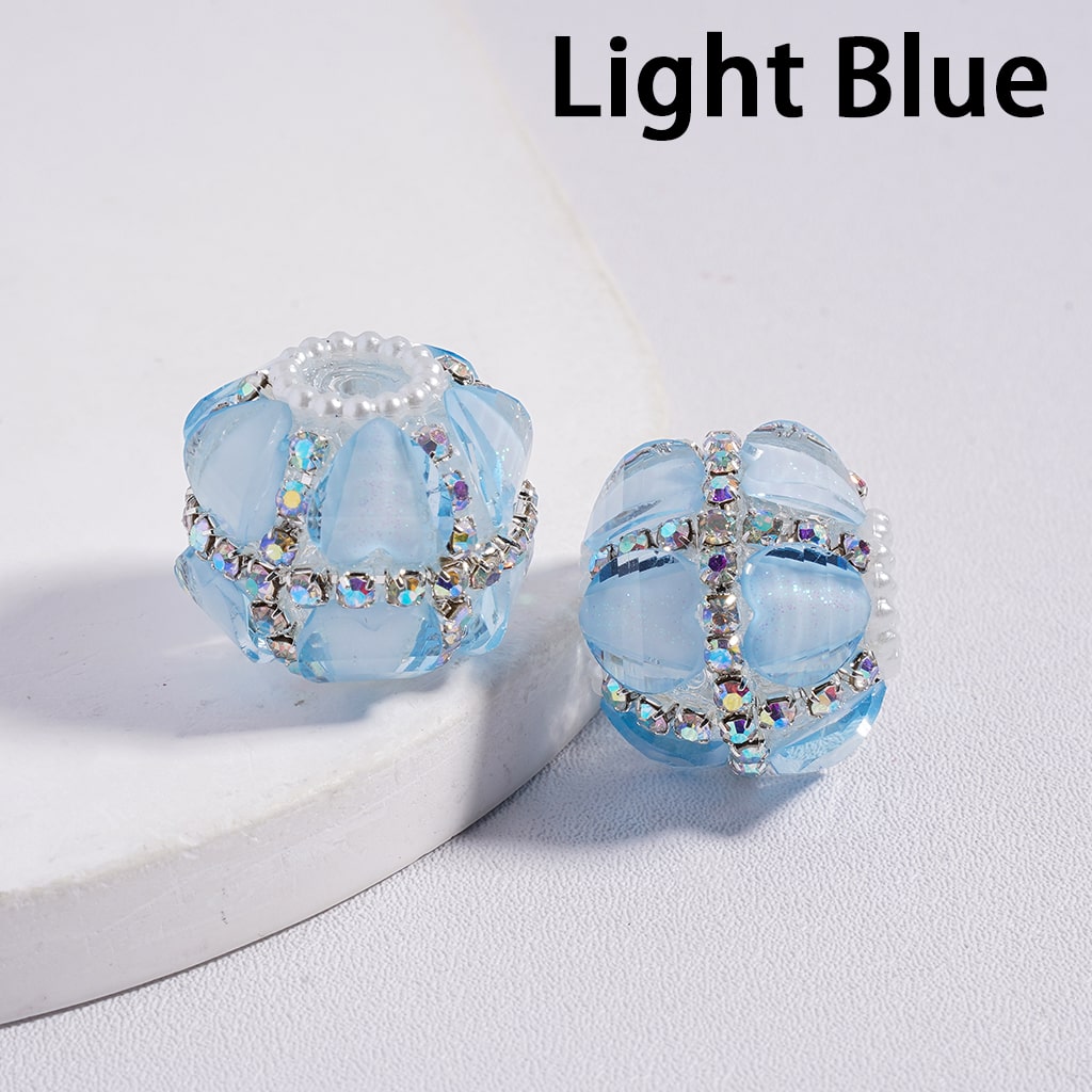 Glittery Heart AB Rhinestones and White Pearl Chains Multi Color Round Acrylic Beads 20MM Random Mix