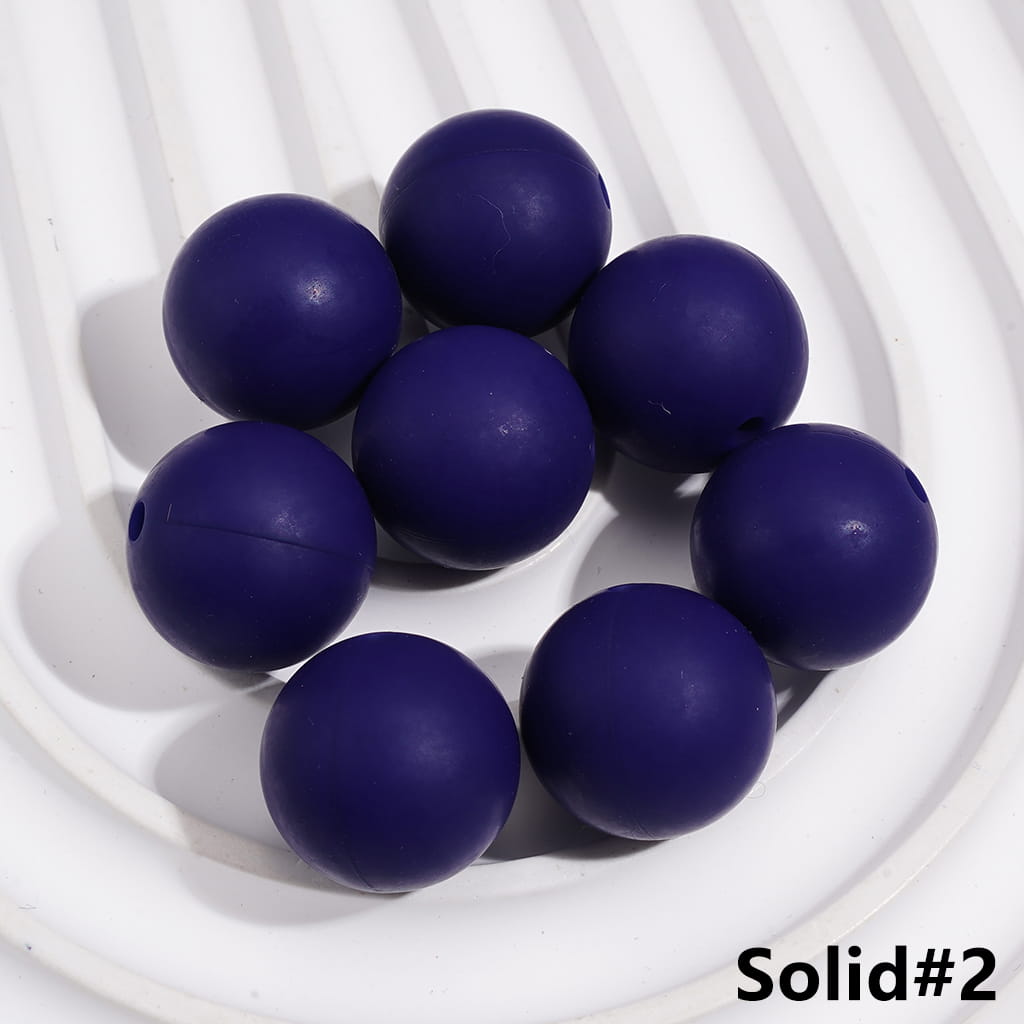Navy Blue Silicone Beads, Solid Color, 15mm, #2