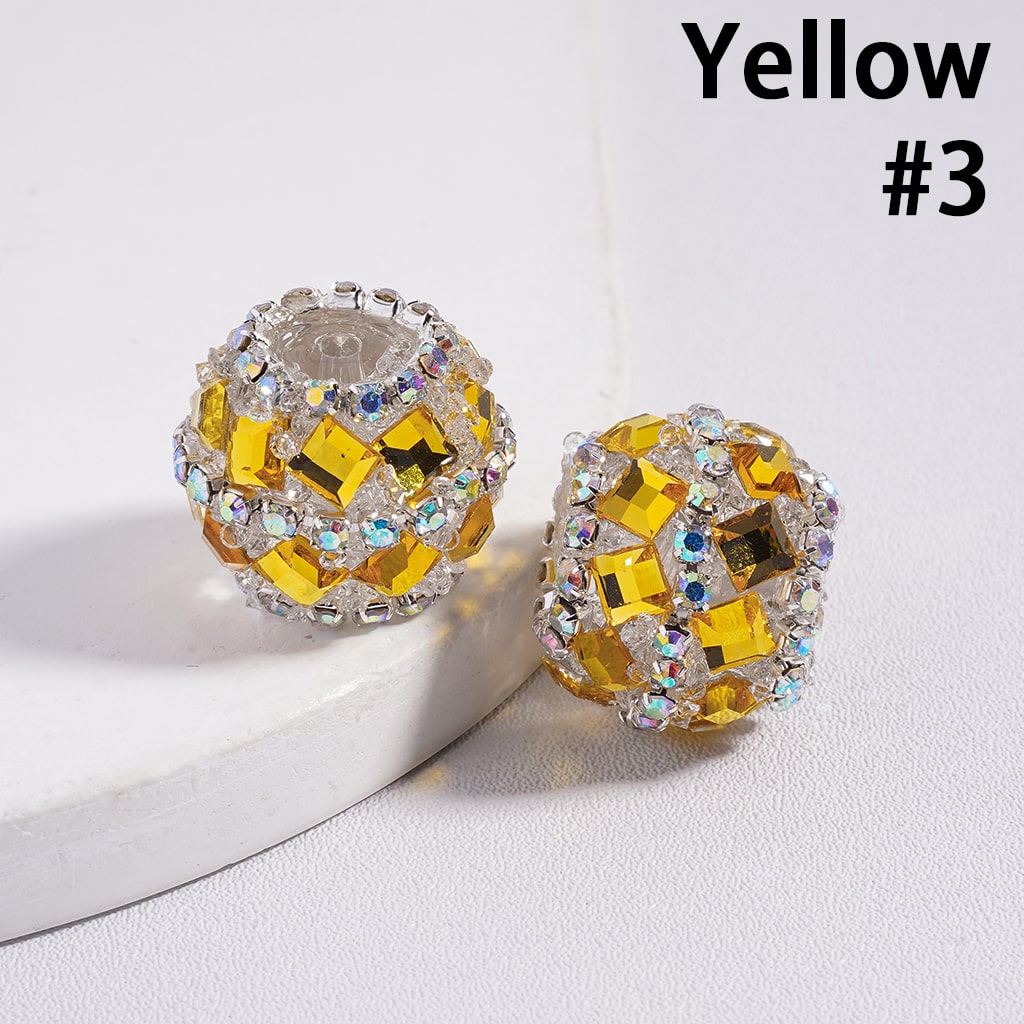 Multi-Color Round Acrylic Sugar Beads with Square Shape Rhinestones Chain 20MM