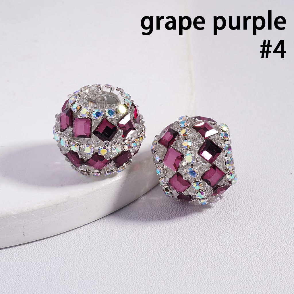 Multi-Color Round Acrylic Sugar Beads with Square Shape Rhinestones Chain 20MM