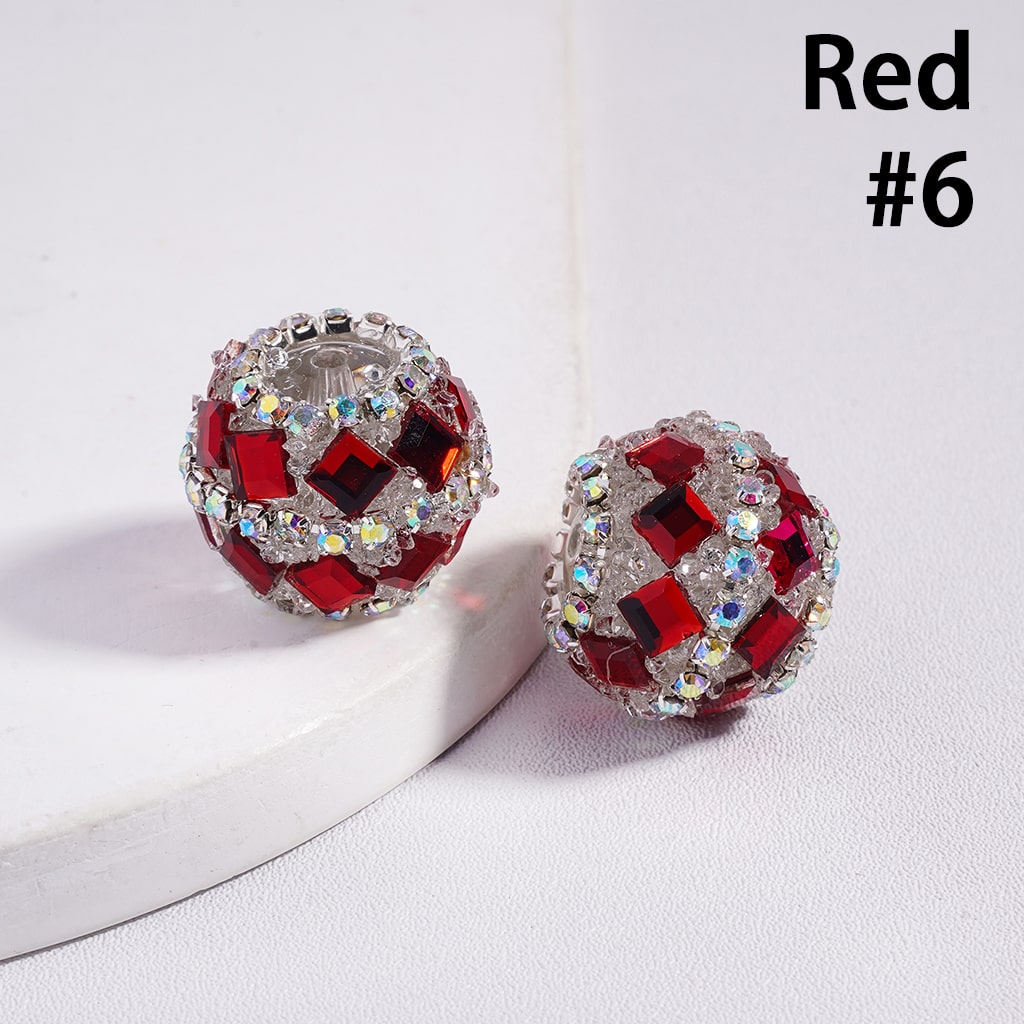 Multi-Color Round Acrylic Sugar Beads with Square Shape Rhinestones Chain 20MM