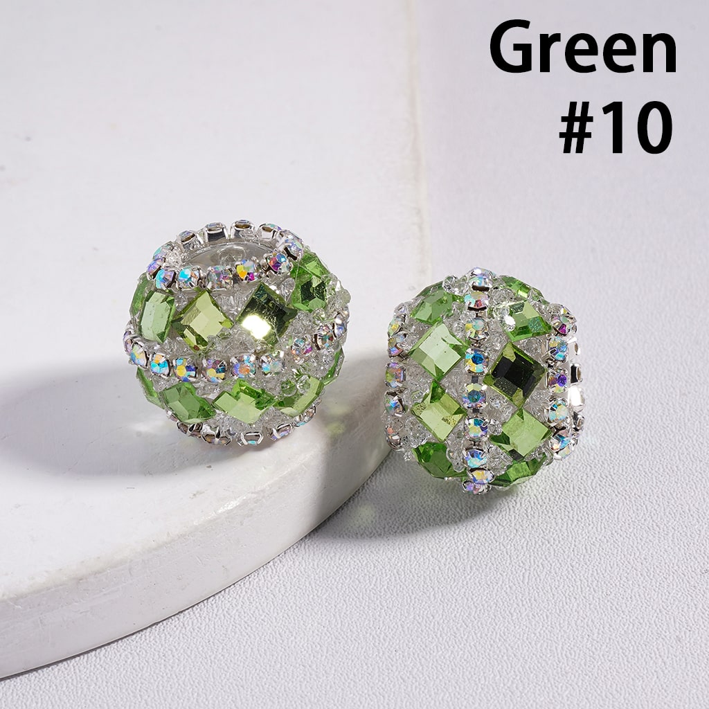 Multi-Color Round Acrylic Sugar Beads with Square Shape Rhinestones Chain 20MM