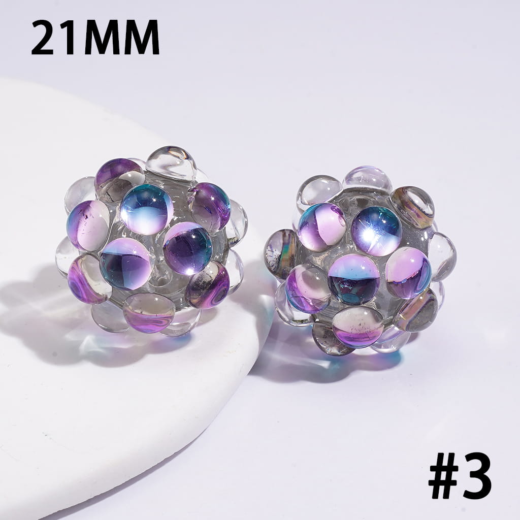 Handmade Dazzling Half-faced Rhinestones Acrylic Beads 21MM Various Colors