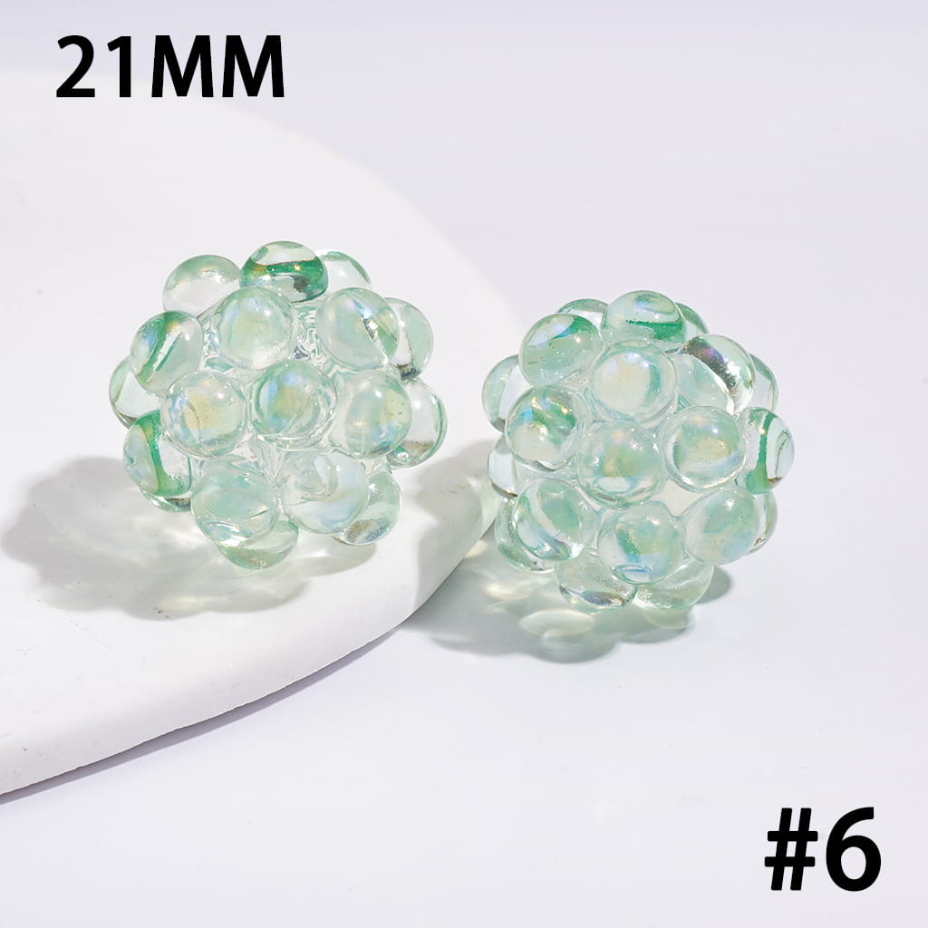 Handmade Dazzling Half-faced Rhinestones Acrylic Beads 21MM Various Colors