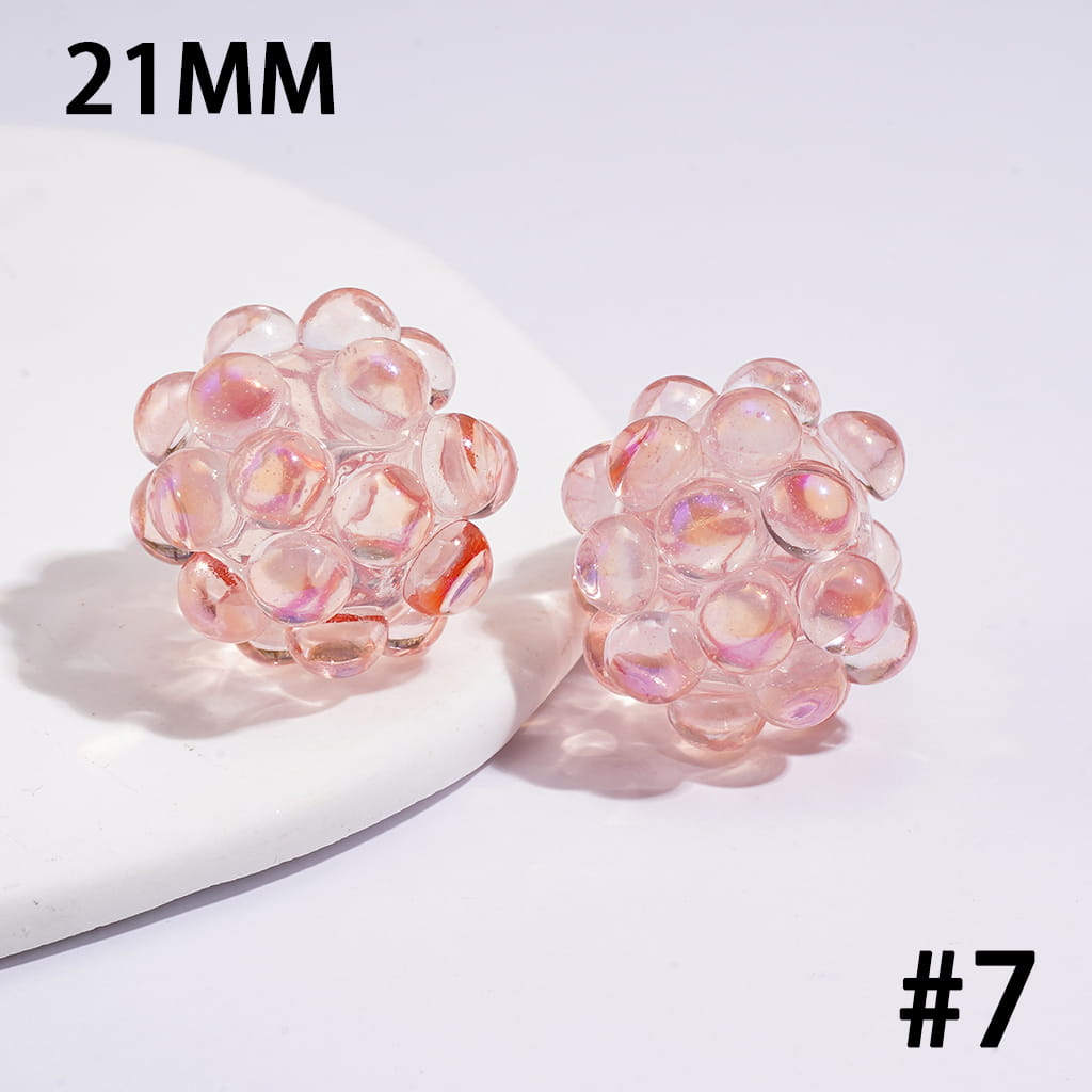 Handmade Dazzling Half-faced Rhinestones Acrylic Beads 21MM Various Colors