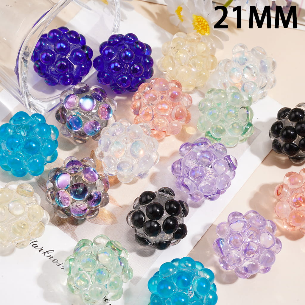 Handmade Dazzling Half-faced Rhinestones Acrylic Beads 21MM Various Colors