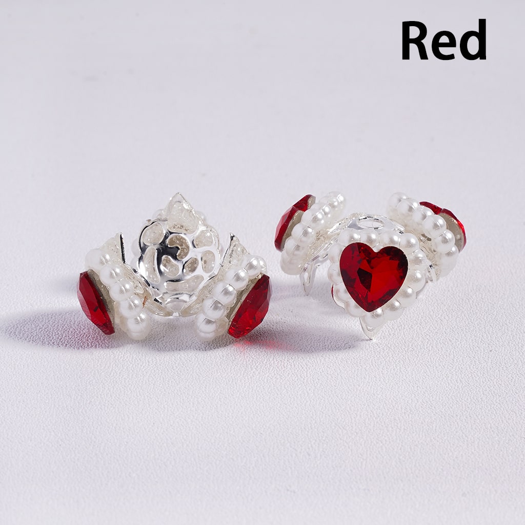 Multicolor Heart Metal Bead Cages with Pearl Chain & Silver Caps Fits for 16mm