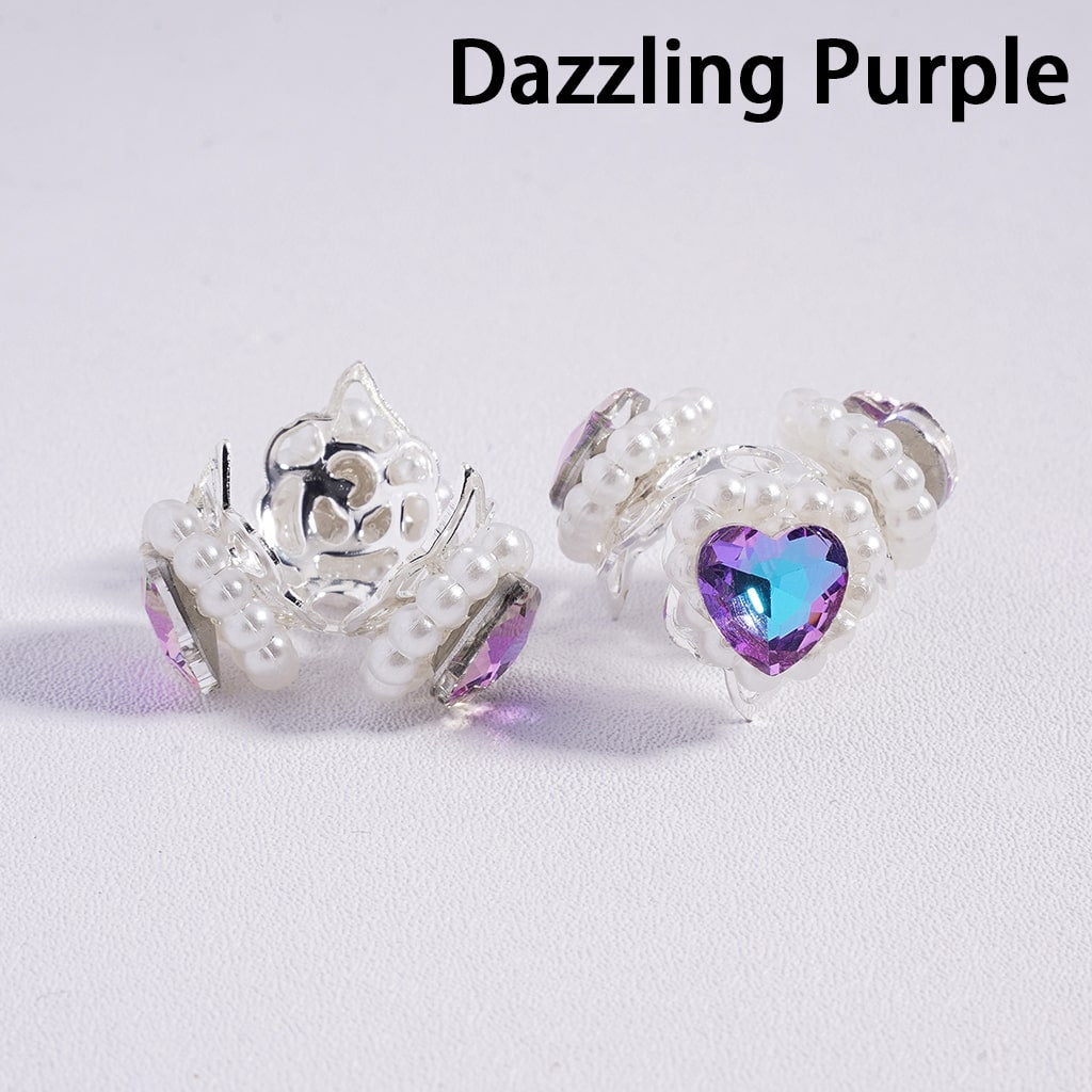 Multicolor Heart Metal Bead Cages with Pearl Chain & Silver Caps Fits for 16mm