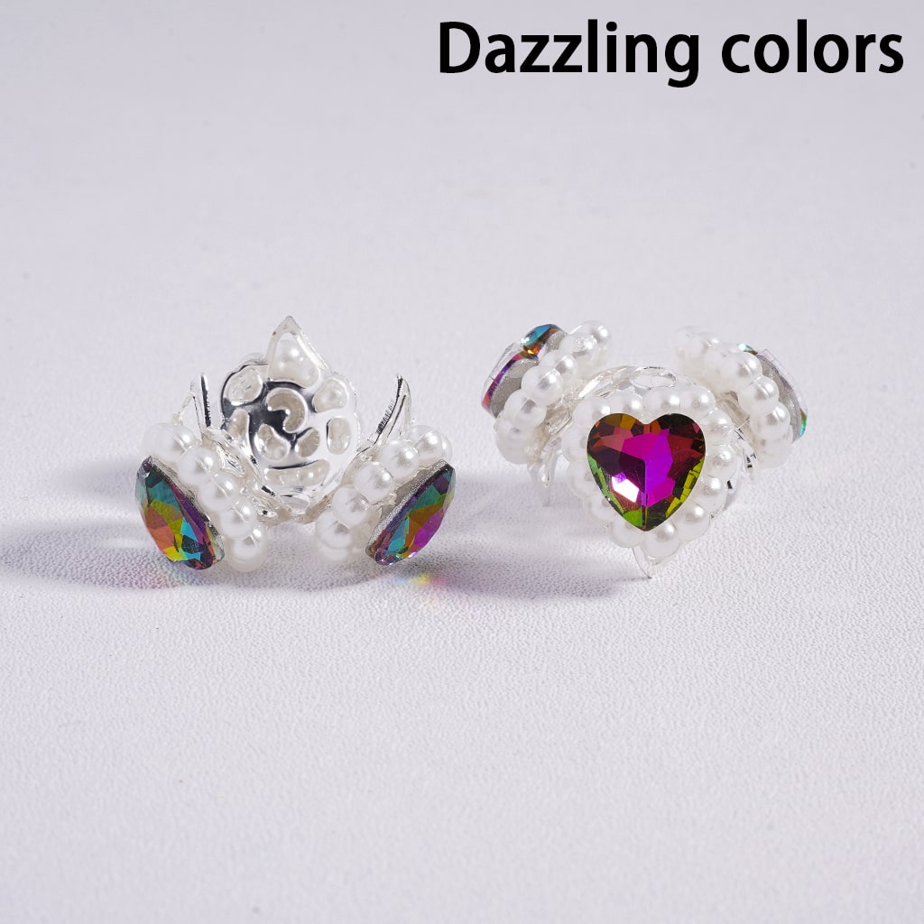 Multicolor Heart Metal Bead Cages with Pearl Chain & Silver Caps Fits for 16mm