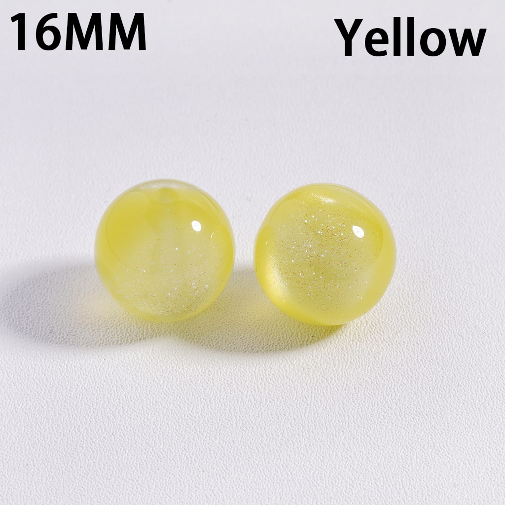 Multi Color Glitter Color Changing Cat Eye Style Shiny Round Acrylic Beads for Bracelets 16MM