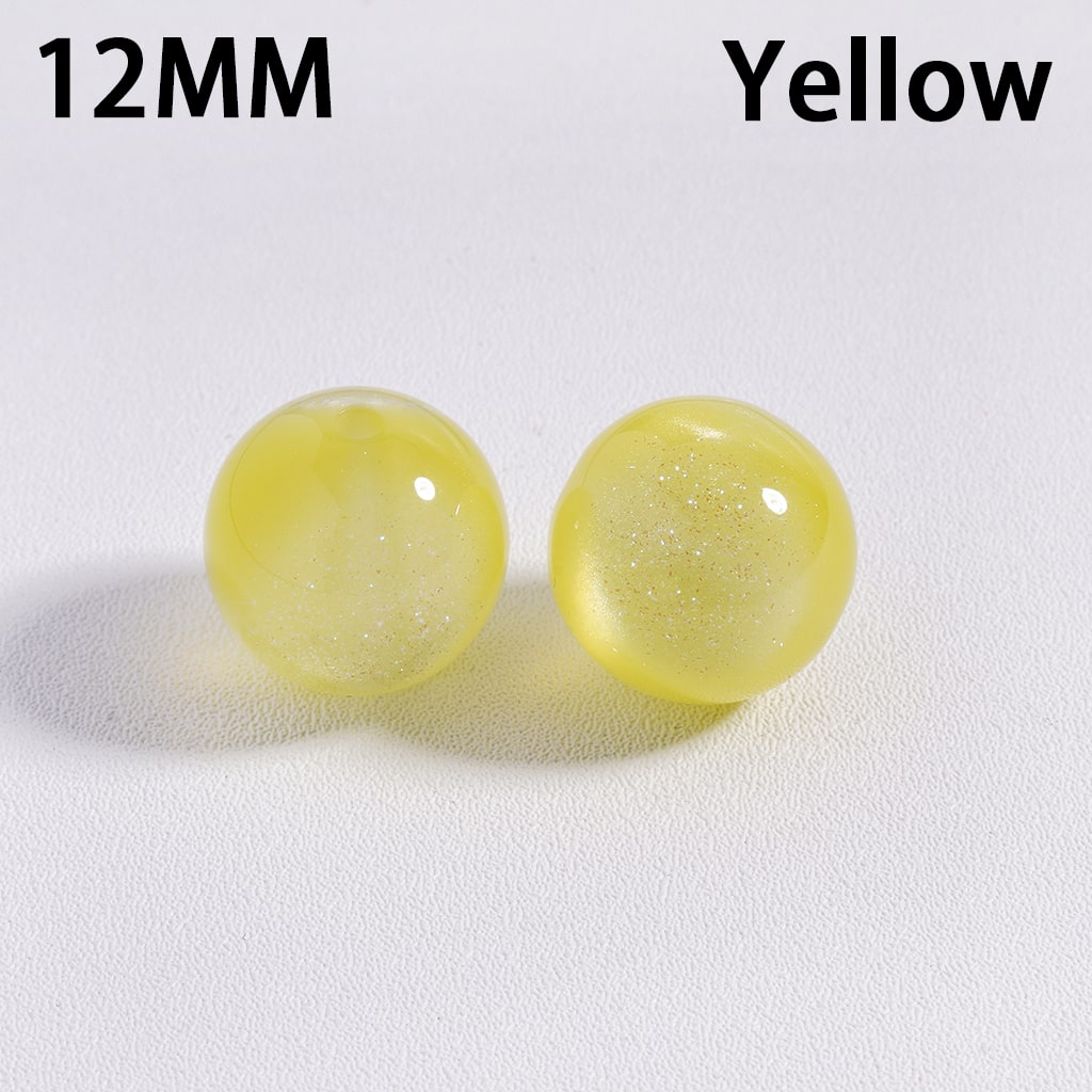 Glitter Multi‑Color Cat Eye Color‑Changing Round Acrylic Beads for Bracelets 12MM