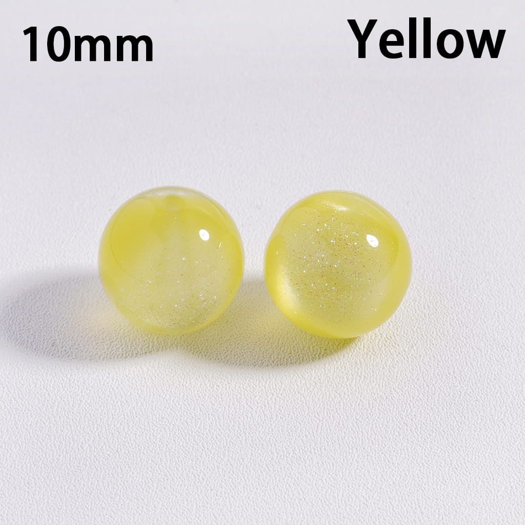 Cat Eye Style Color‑Changing with Glitter Round Acrylic Beads for Bracelet 10 mm