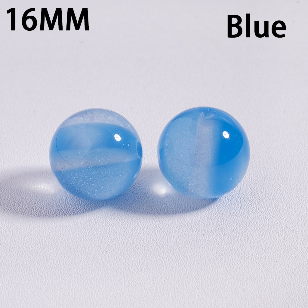 Multi Color Glitter Color Changing Cat Eye Style Shiny Round Acrylic Beads for Bracelets 16MM