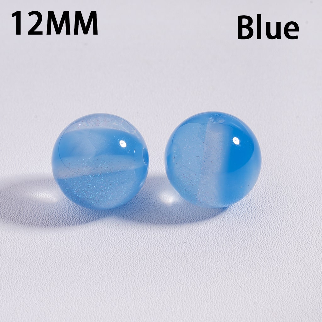 Glitter Multi‑Color Cat Eye Color‑Changing Round Acrylic Beads for Bracelets 12MM