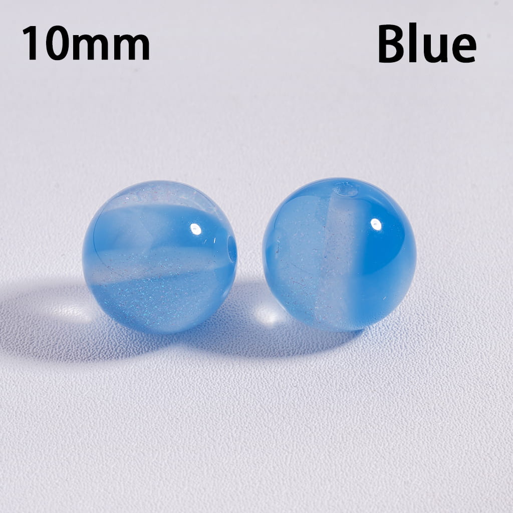 Cat Eye Style Color‑Changing with Glitter Round Acrylic Beads for Bracelet 10 mm