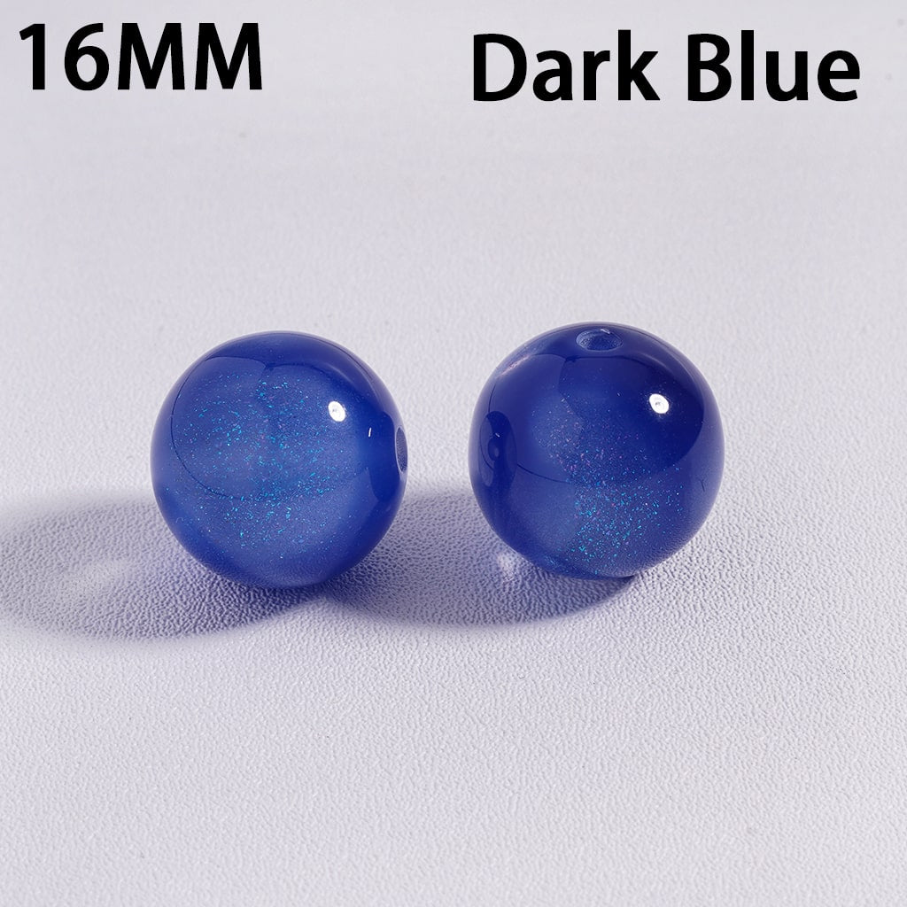 Multi Color Glitter Color Changing Cat Eye Style Shiny Round Acrylic Beads for Bracelets 16MM