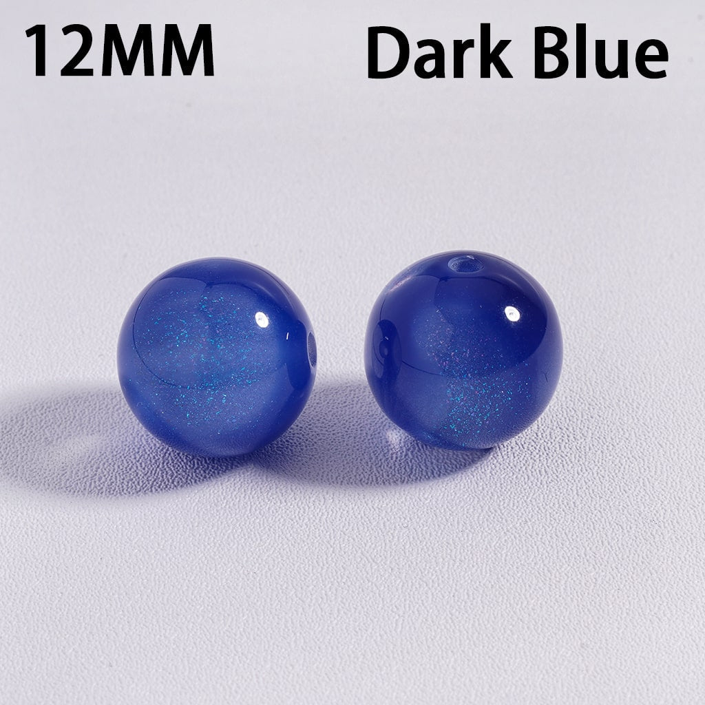 Glitter Multi‑Color Cat Eye Color‑Changing Round Acrylic Beads for Bracelets 12MM