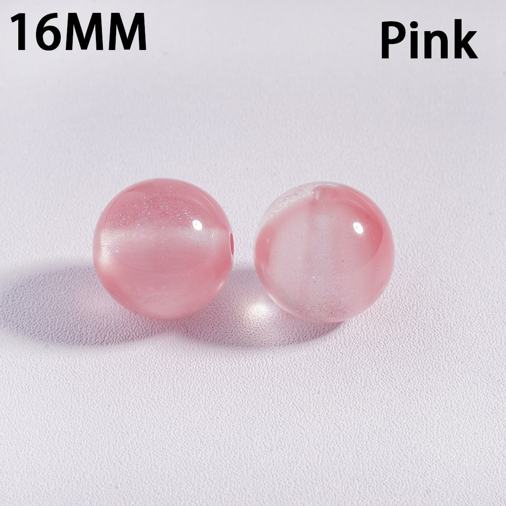 Multi Color Glitter Color Changing Cat Eye Style Shiny Round Acrylic Beads for Bracelets 16MM