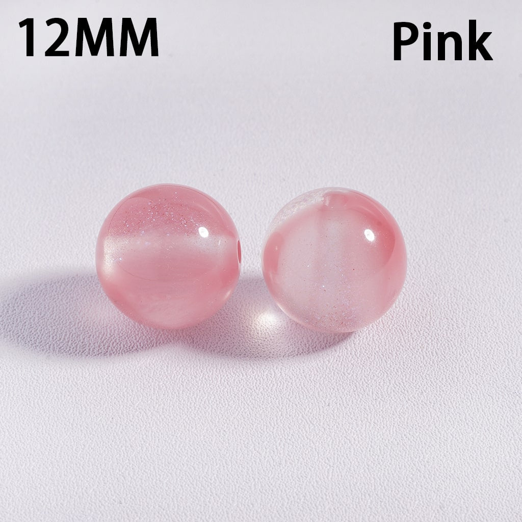 Glitter Multi‑Color Cat Eye Color‑Changing Round Acrylic Beads for Bracelets 12MM