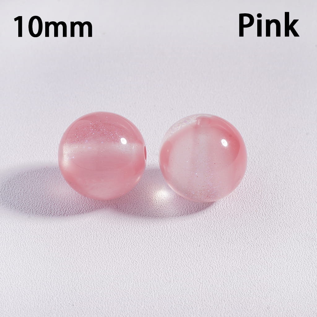 Cat Eye Style Color‑Changing with Glitter Round Acrylic Beads for Bracelet 10 mm