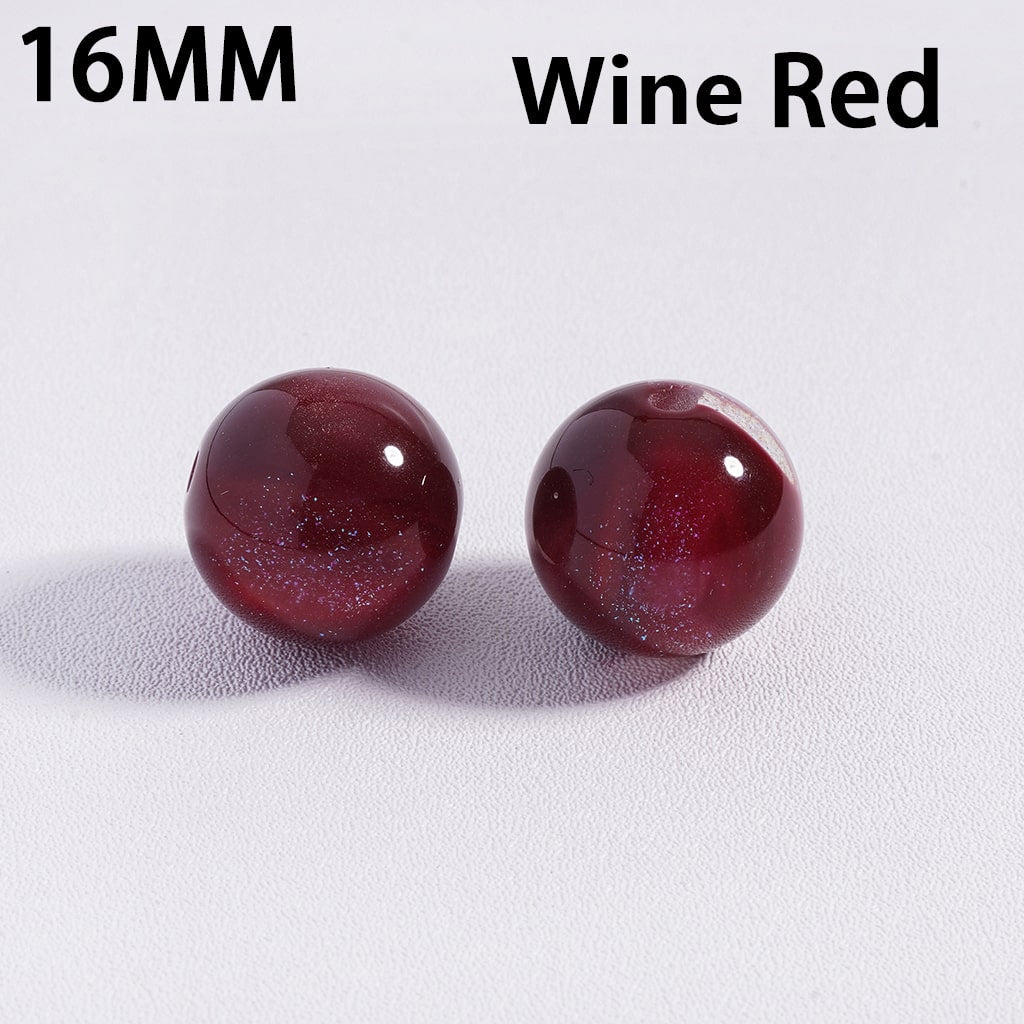 Multi Color Glitter Color Changing Cat Eye Style Shiny Round Acrylic Beads for Bracelets 16MM