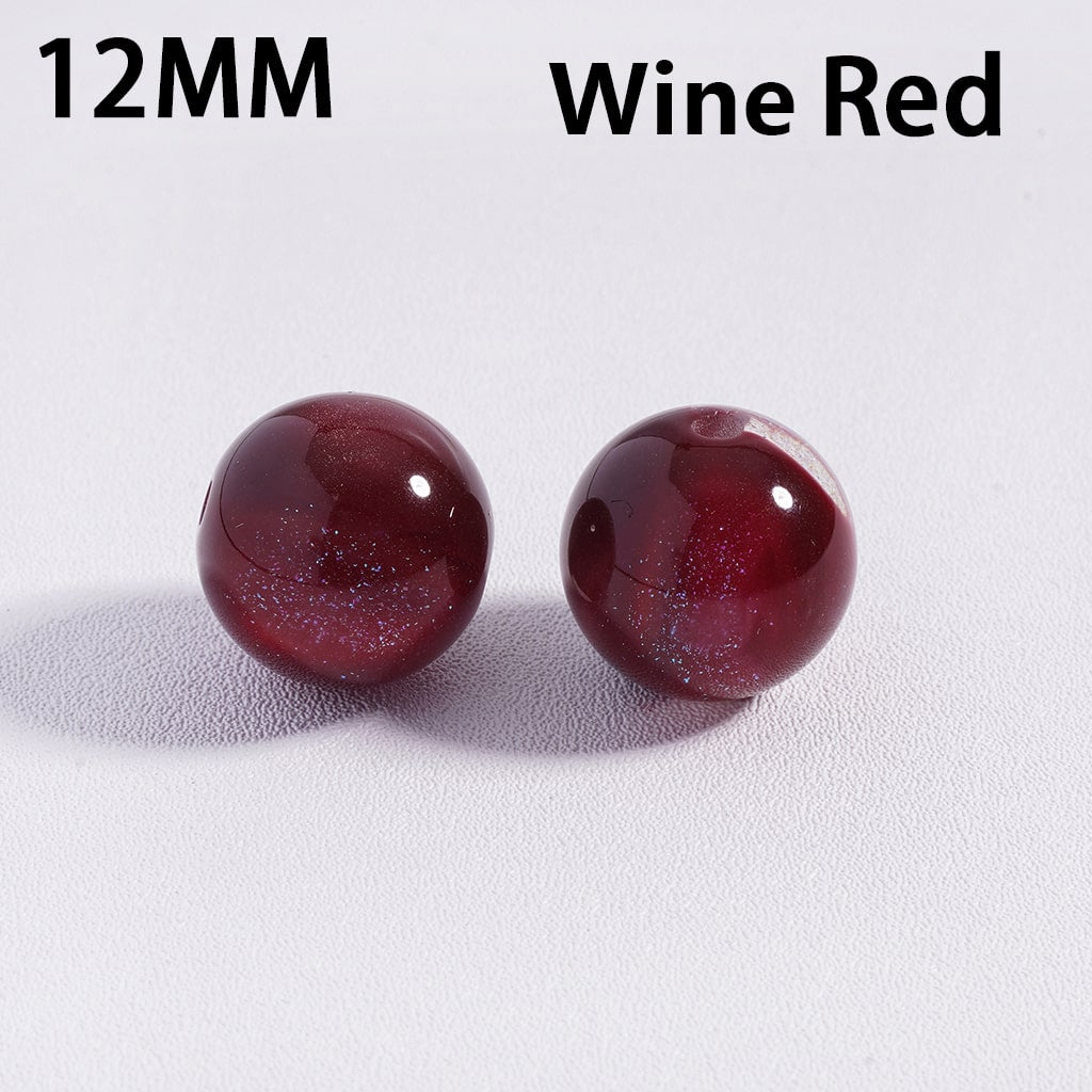 Glitter Multi‑Color Cat Eye Color‑Changing Round Acrylic Beads for Bracelets 12MM