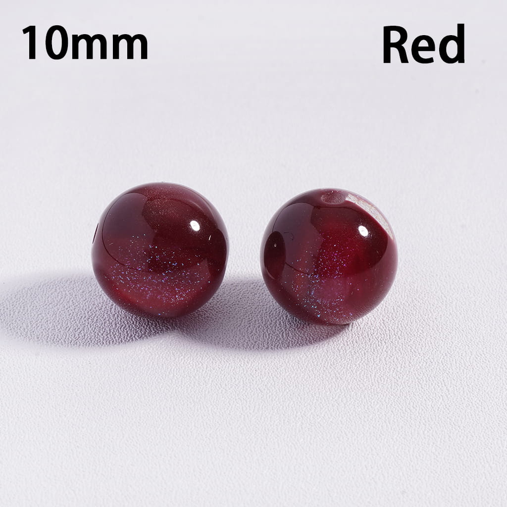 Cat Eye Style Color‑Changing with Glitter Round Acrylic Beads for Bracelet 10 mm