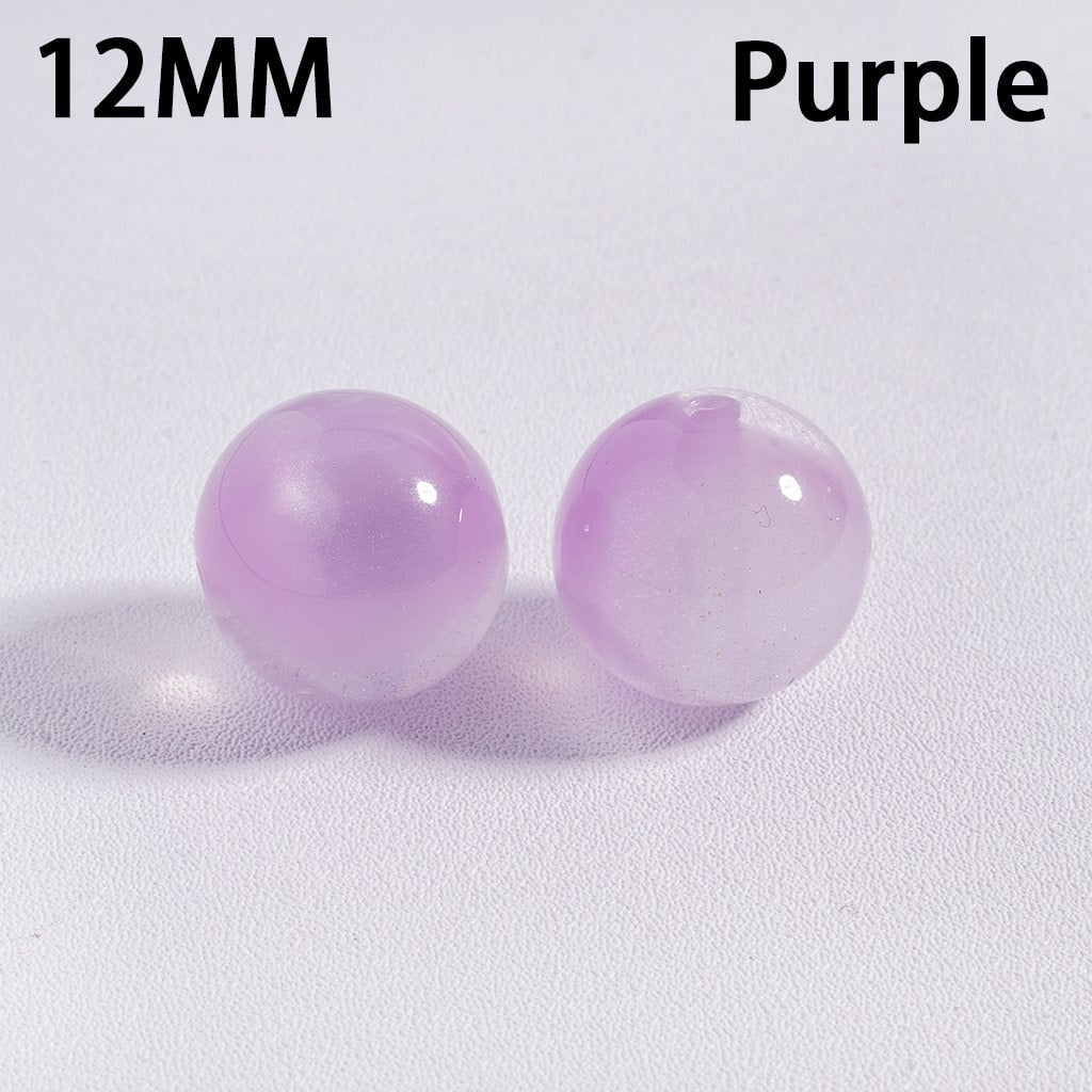 Glitter Multi‑Color Cat Eye Color‑Changing Round Acrylic Beads for Bracelets 12MM