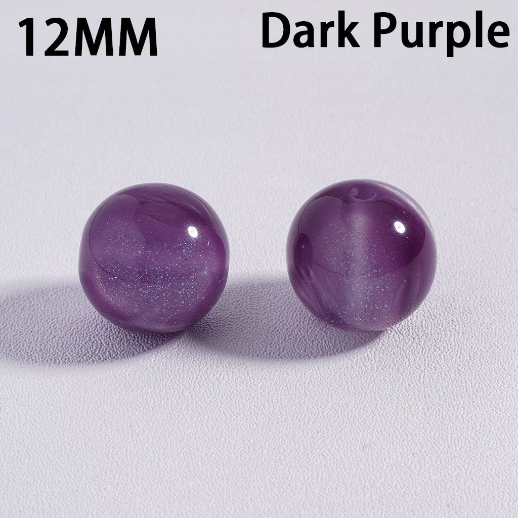 Glitter Multi‑Color Cat Eye Color‑Changing Round Acrylic Beads for Bracelets 12MM