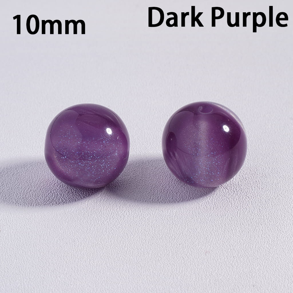 Cat Eye Style Color‑Changing with Glitter Round Acrylic Beads for Bracelet 10 mm