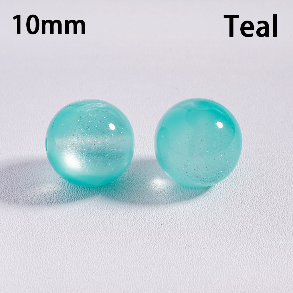 Cat Eye Style Color‑Changing with Glitter Round Acrylic Beads for Bracelet 10 mm